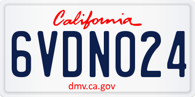 CA license plate 6VDN024