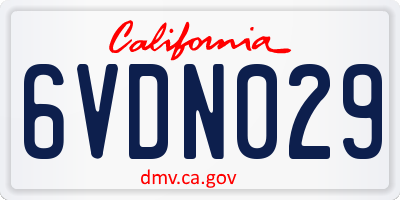CA license plate 6VDN029