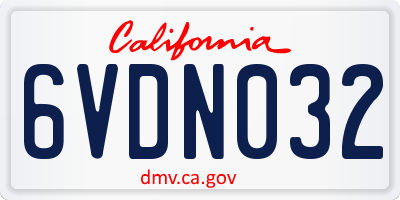 CA license plate 6VDN032