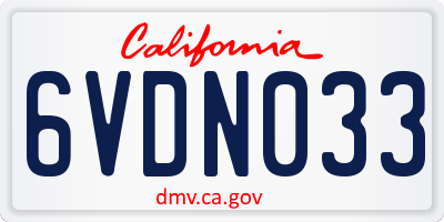 CA license plate 6VDN033