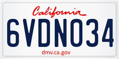 CA license plate 6VDN034