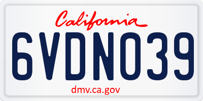 CA license plate 6VDN039