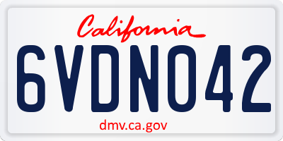 CA license plate 6VDN042