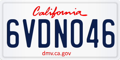 CA license plate 6VDN046