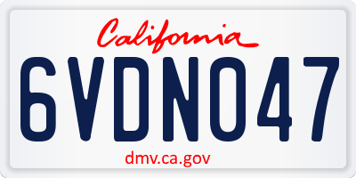 CA license plate 6VDN047