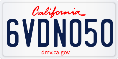 CA license plate 6VDN050