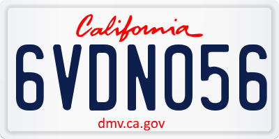 CA license plate 6VDN056
