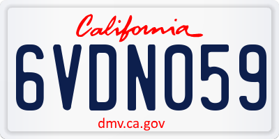 CA license plate 6VDN059