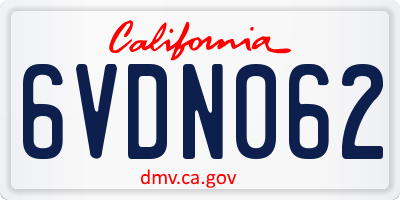 CA license plate 6VDN062