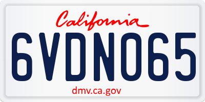 CA license plate 6VDN065