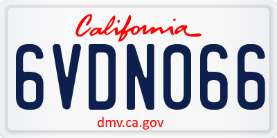 CA license plate 6VDN066