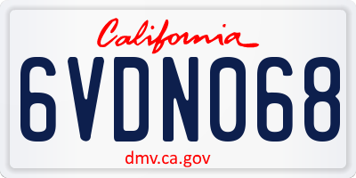 CA license plate 6VDN068