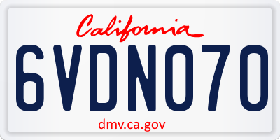 CA license plate 6VDN070