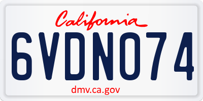 CA license plate 6VDN074
