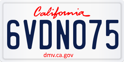 CA license plate 6VDN075