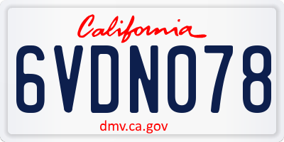 CA license plate 6VDN078