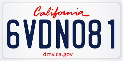 CA license plate 6VDN081