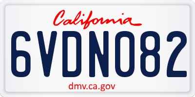 CA license plate 6VDN082
