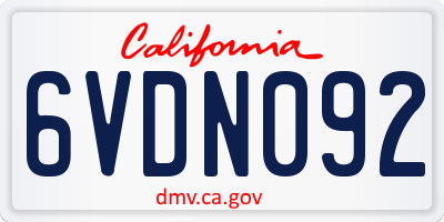 CA license plate 6VDN092