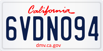 CA license plate 6VDN094