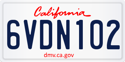 CA license plate 6VDN102