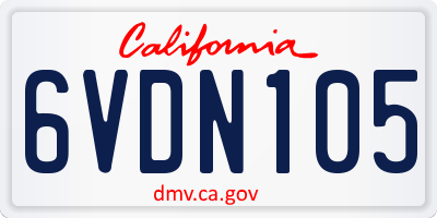 CA license plate 6VDN105