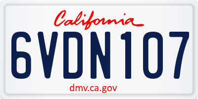 CA license plate 6VDN107
