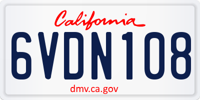 CA license plate 6VDN108