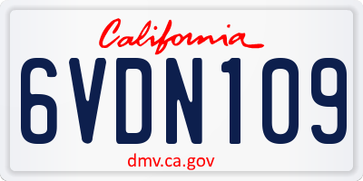 CA license plate 6VDN109