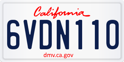 CA license plate 6VDN110