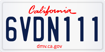 CA license plate 6VDN111