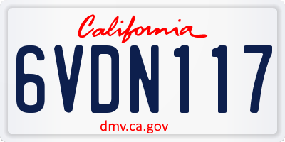 CA license plate 6VDN117