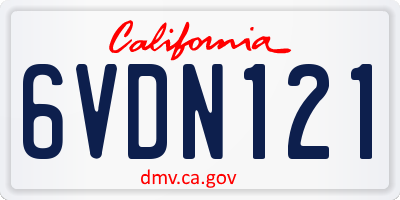 CA license plate 6VDN121