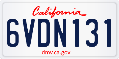 CA license plate 6VDN131