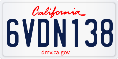 CA license plate 6VDN138