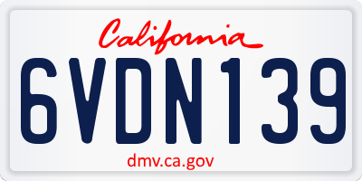 CA license plate 6VDN139