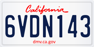 CA license plate 6VDN143