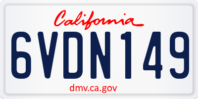 CA license plate 6VDN149