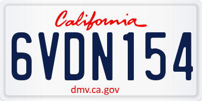 CA license plate 6VDN154