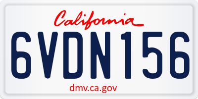 CA license plate 6VDN156
