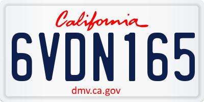 CA license plate 6VDN165