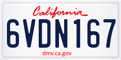 CA license plate 6VDN167