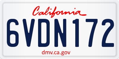 CA license plate 6VDN172