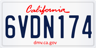 CA license plate 6VDN174