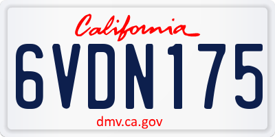 CA license plate 6VDN175