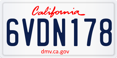 CA license plate 6VDN178