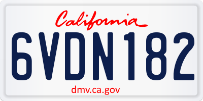 CA license plate 6VDN182