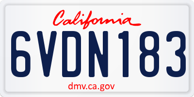 CA license plate 6VDN183