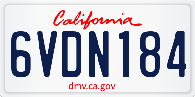 CA license plate 6VDN184