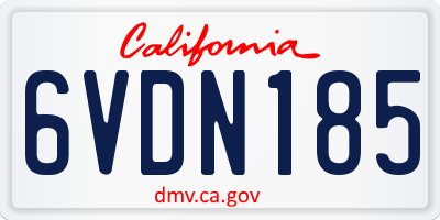 CA license plate 6VDN185